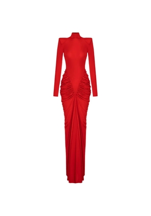 V:PM ATELIER Adwa padded-shoulder ruched maxi dress - Red