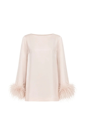 TWINSET feather-trim long-sleeve blouse - Pink