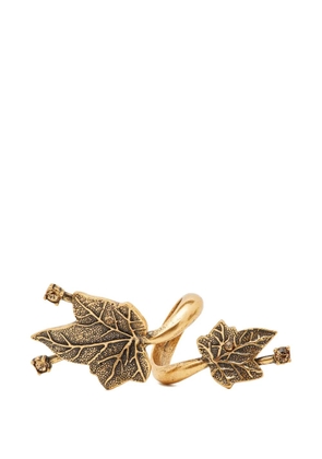 Oscar de la Renta Pre-Owned crystal leaf cocktail ring - Gold