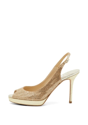 Jimmy Choo Pre-Owned glitter peep-toe sandals - Gold