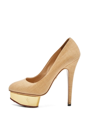 Charlotte Olympia raffia platform pumps - Neutrals