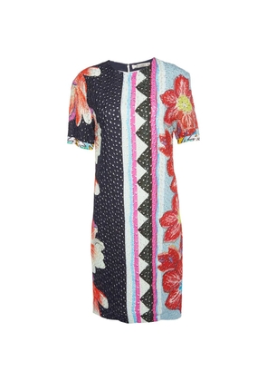 Etro Pre-Owned floral-print embroidered shift dress - Blue