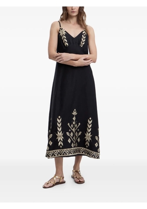 GREEK ARCHAIC KORI embroidered sleeveless midi dress - Black