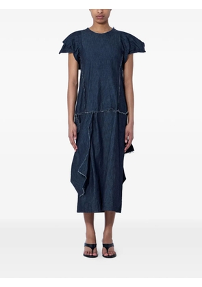 Limi Feu x Yohji Yamamoto ruffled midi dress - Blue