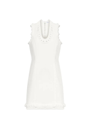 Ferragamo crochet-trim frayed mini dress - White