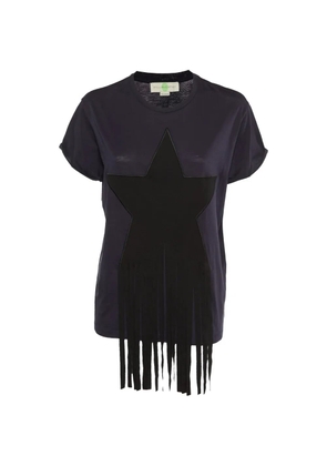 Stella McCartney Pre-Owned star-motif fringed T-shirt - Blue