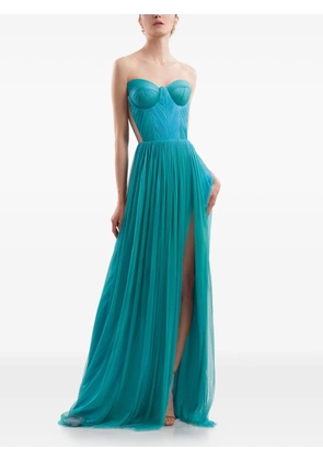 IMROSKA strapless pleated dress - Blue