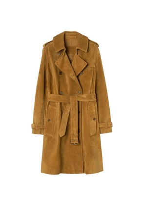 Burberry mid-length suede Kensington trench coat - Brown