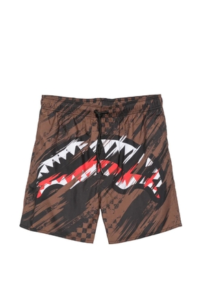 Sprayground logo-print drawstring swim shorts - Brown