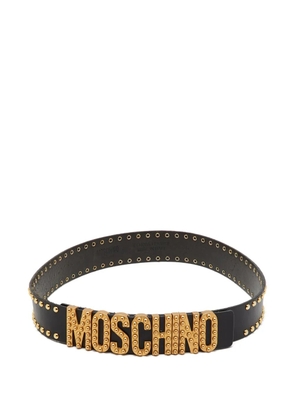 Moschino Pre-Owned studded logo buckle belt - Black