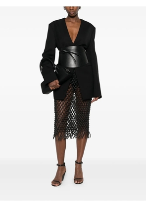 The Frankie Shop Nelaya macramé leather midi skirt - Black