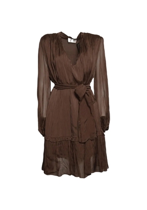 SOLOTRE crinkled-finish belted dress - Brown