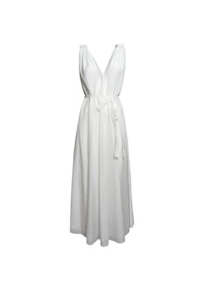 SOLOTRE belted V-neck dress - White