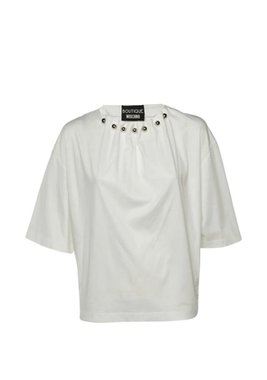 Boutique Moschino 2018 pleated metal-motif T-shirt - White