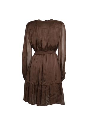 SOLOTRE crinkled-finish belted dress - Brown