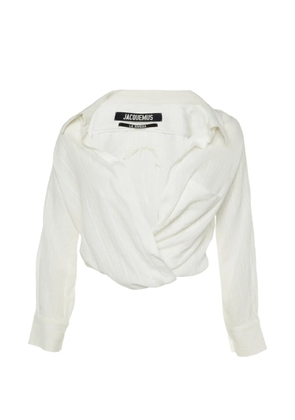 Jacquemus Pre-Owned textured wrap top - White