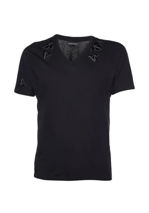 Emporio Armani Pre-Owned patch-detail V-neck T-shirt - Black