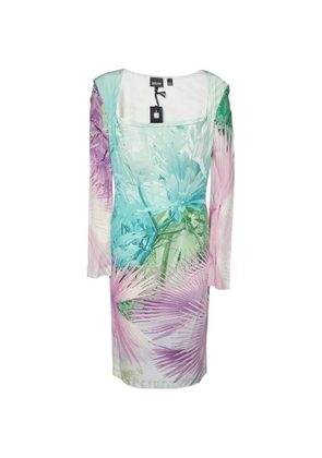 Just Cavalli Vintage tropical-print off-shoulder dress - Blue