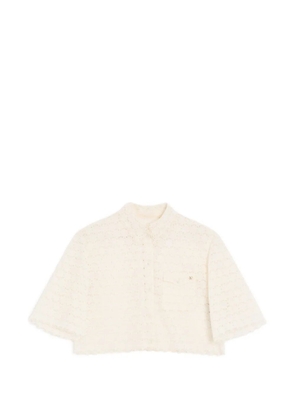 Valentino Garavani micro cotton fleurs a jour shirt - Neutrals
