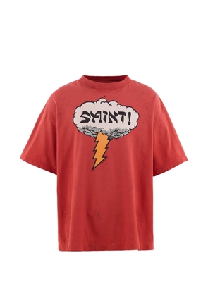 SAINT MXXXXXX graphic-print distressed T-shirt - Red