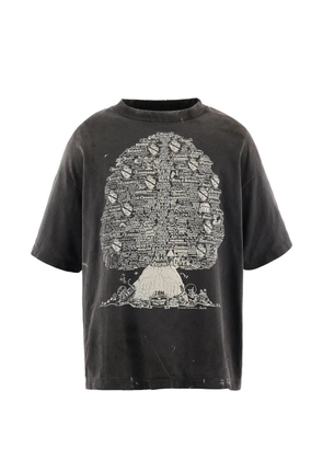 SAINT MXXXXXX graphic-print distressed T-shirt - Black