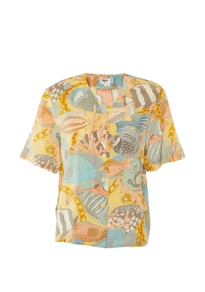 Celine Pre-Owned fish-print button-front shirt - Yellow