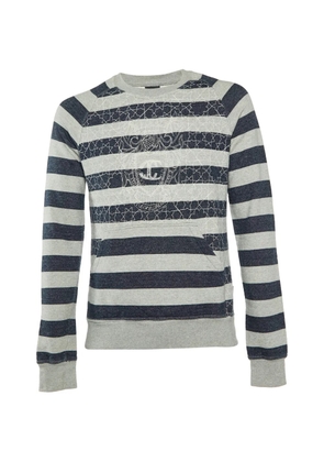 Just Cavalli Vintage striped logo-embroidered sweatshirt - Grey
