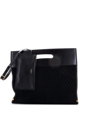 Saint Laurent Pre-Owned Cutout Convertible Monogram All Over Suede tote bag - Black