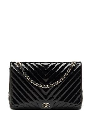 CHANEL Pre-Owned 2009 - 2010 Maxi Single Flap patent-leather Classic shoulder bag - Black