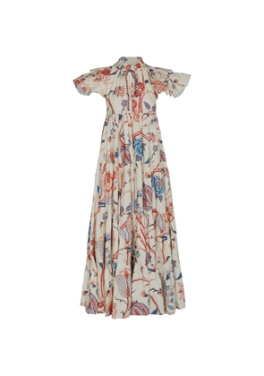 PHILIPPA 1970 Venus floral-print tiered maxi dress - Neutrals