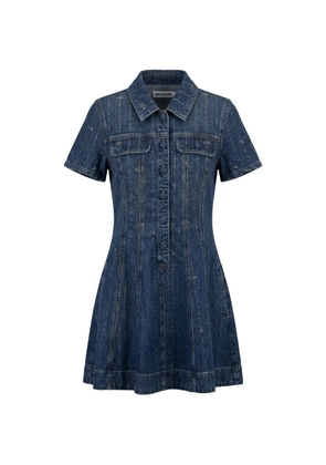 Self-Portrait embellished denim mini dress - Blue