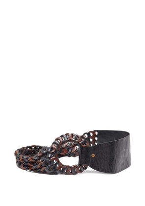 Kenzo Pre-Owned link-leather round-buckle belt - Brown