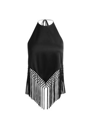 alice + olivia Greta fringe-trimmed handkerchief blouse - Black