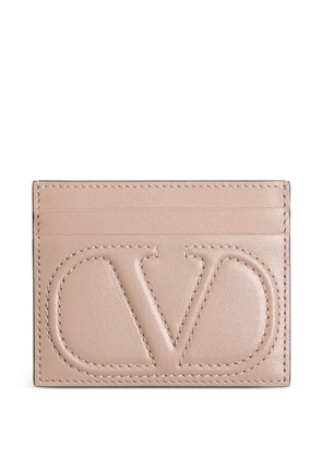 Valentino Garavani VLogo Walk card holder in calfskin - Neutrals
