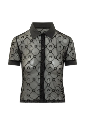 Marine Serre flocked mesh polo shirt - Black
