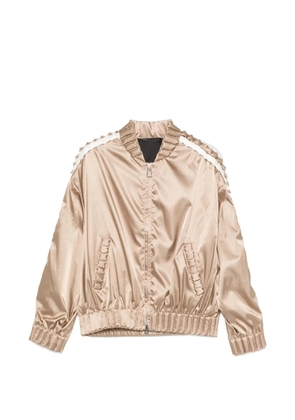 RAXXY pleated-trim satin-finish jacket - Neutrals
