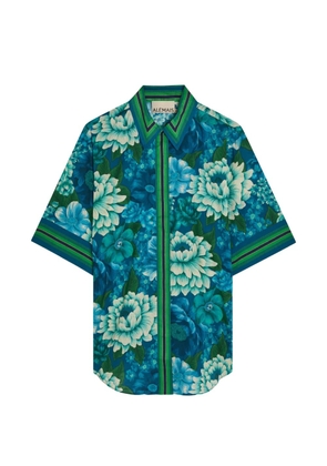 ALEMAIS Margo floral-print striped-trim shirt - Blue