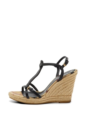Burberry Pre-Owned Haymarket Check wedge espadrilles - Black