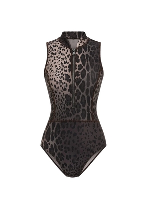 Cynthia Rowley Carve leopard-print swimsuit - Grey