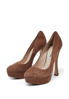 Miu Miu Pre-Owned platform suede pumps - Brown