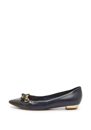 Christian Dior Pre-Owned bow-detail pointed-toe ballet flats - Blue