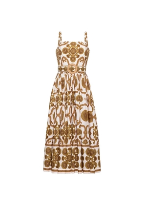 Cara Cara Lee floral-print belted midi dress - White