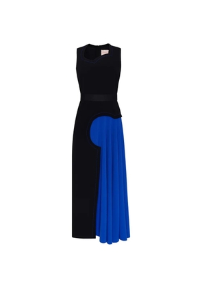 Roksanda Saro pleated-panel asymmetric-neck flared midi dress - Black