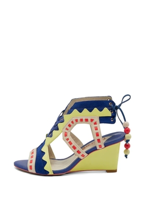 Sophia Webster beaded wedge sandals - Blue