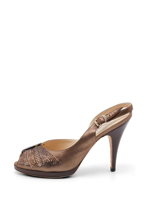 Oscar de la Renta Pre-Owned python-embossed slingback pumps - Brown