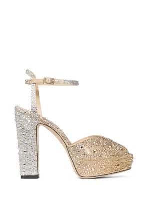 Jimmy Choo Sacaria 120 crystal platform sandals - Gold