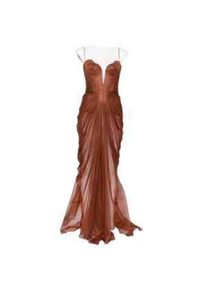 Maria Lucia Hohan Cecilia plissé-effect corset-style maxi dress - Brown
