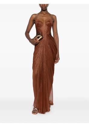Maria Lucia Hohan Cecilia plissé-effect corset-style maxi dress - Brown