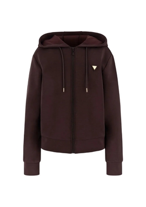 GUESS USA logo-plaque zip-up hoodie - Brown