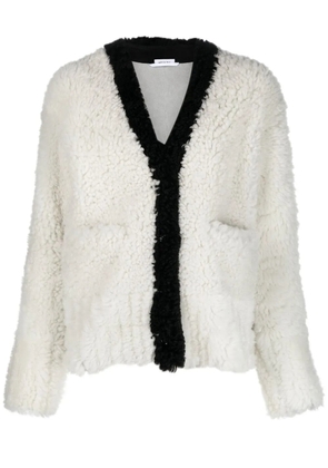Thom Browne shearling V-neck cardigan - White